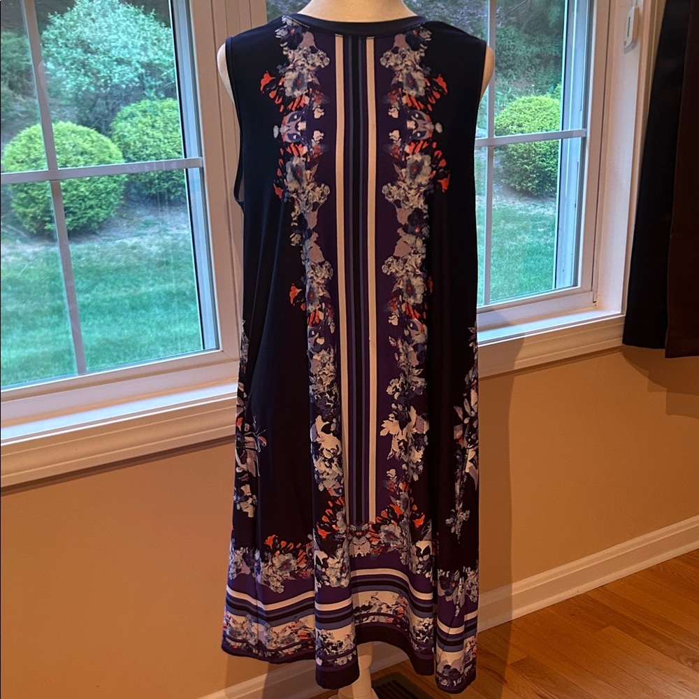 Apt. 9 Black and Purple Floral Midi Dress